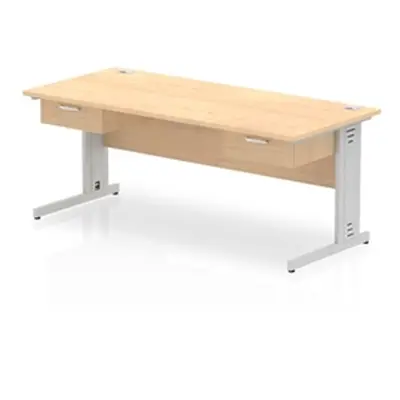 Impulse 1800x800 Desk Maple/Silver Cable Managed 2x1 Drawer Fixed Ped