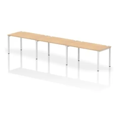 Impulse Bench Single Row 3 Person 1400 White Frame Bench Desk Maple