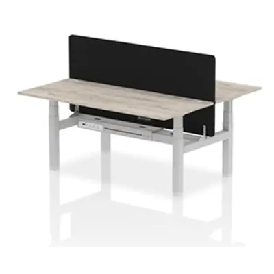 Air B2B 1800x800 Adjustable 2P Bench Desk CP Grey Oak/Silver + Screen