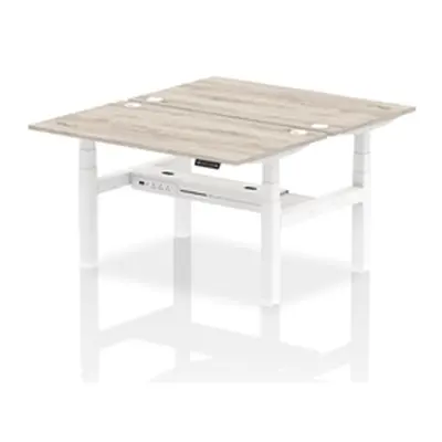 Air B2B 1400x800mm Height Adjustable 2P Bench Desk CP Grey Oak/White