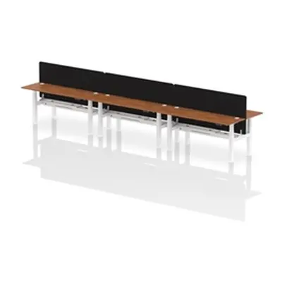 Air B2B 1800x600mm Adjustable 6P Bench Desk CP Walnut/White + Screen