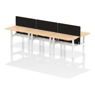 Air B2B 1200x800mm Adjustable 6P Bench Desk CP Maple/White + Screen