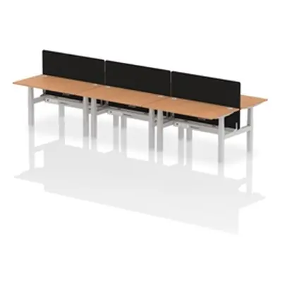 Air B2B 1400x800mm Adjustable 6P Bench Desk CP Oak/Silver + Screen