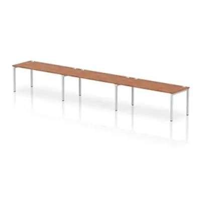 Impulse Bench Single Row 3 Person 1800 Silver Frame Bench Desk Walnut