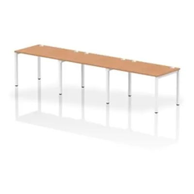 Impulse Bench Single Row 3 Person 1200 White Frame Bench Desk Oak