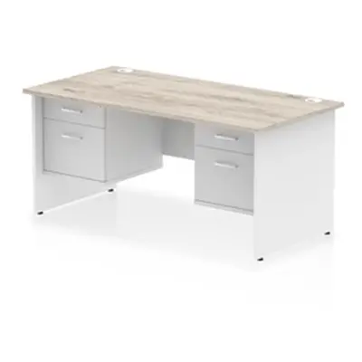 Impulse 1600x800 Desk Grey Oak/White Panel End 2x2 Drawer Fixed Ped