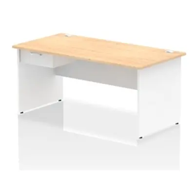 Impulse 1600x800 Desk Maple/White Panel End 1x1 Drawer Fixed Ped