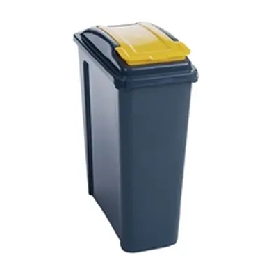 VFM Recycling Bin With Lid 25 Litre Yellow 384283