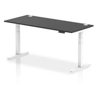 Air 1800x800mm Height Adjustable Desk Black Top Cable Ports White Leg