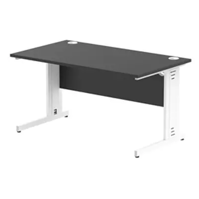 Impulse 1400x800mm Straight Desk Black Top White Cable Managed Leg