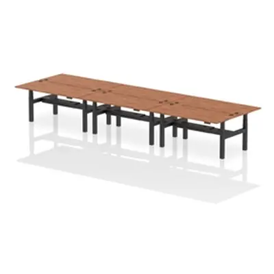 Air B2B 1800x800mm Height Adjustable 6P Bench Desk CP Walnut/Black