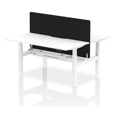 Air B2B 1600x800 Adjustable 2P Bench Desk Scallop White/White + Screen