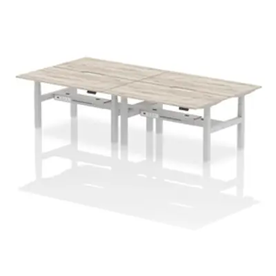 Air B2B 1600x800 Adjustable 4P Bench Desk Scalloped Grey Oak/Silver