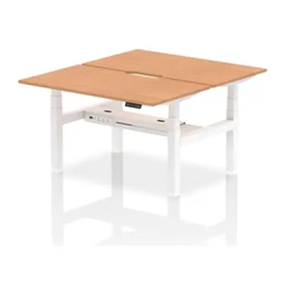 Air B2B 1400x800mm Height Adjustable 2P Bench Desk Scalloped Oak/White