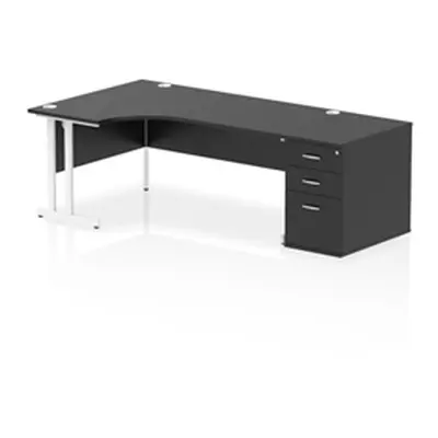 Impulse 1800 LH Crescent Desk Black/White Cantilever 800 Desk High Ped