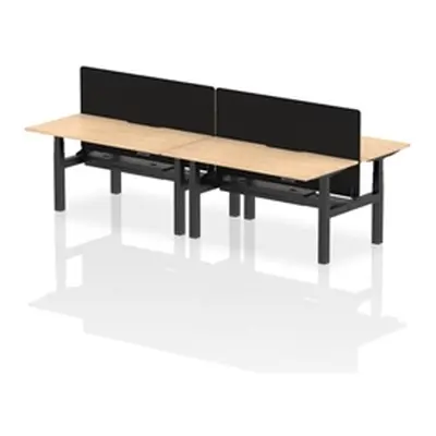 Air B2B 1600x800 Adjustable 4P Bench Desk Scalloped Maple/Black/Screen