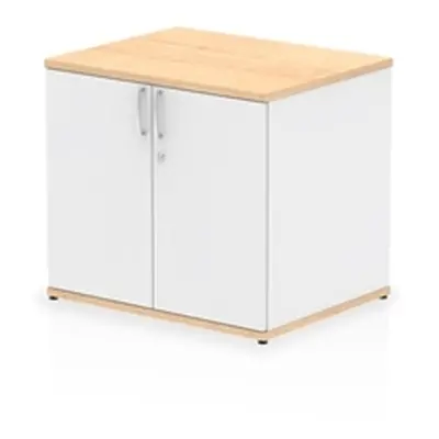 Impulse 600mm Deep Desk High Cupboard Maple and White