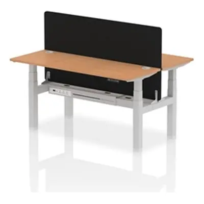 Air B2B 1600x600mm Adjustable 2P Bench Desk CP Oak/Silver + Screen