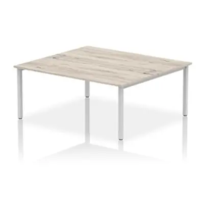 Impulse Bench B2B 2 Person 1800 Silver Frame Bench Desk Grey Oak