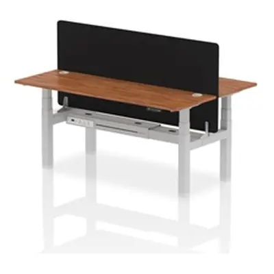 Air B2B 1800x600mm Adjustable 2P Bench Desk CP Walnut/Silver + Screen