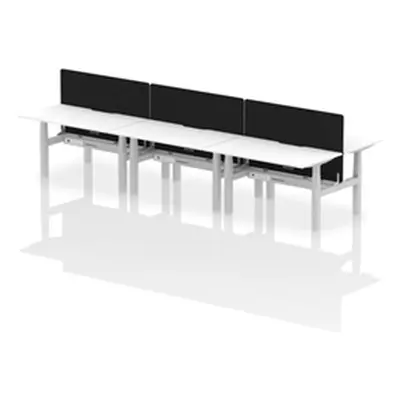 Air B2B 1400x800 Adjustable 6P Bench Desk Scallop White/Silver +Screen