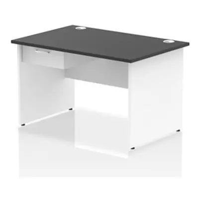 Impulse 1200x800 Desk Black/White Panel End 1x1 Drawer Fixed Ped