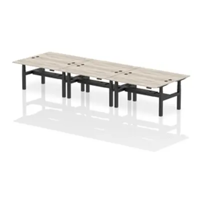 Air B2B 1600x800mm Height Adjustable 6P Bench Desk CP Grey Oak/Black