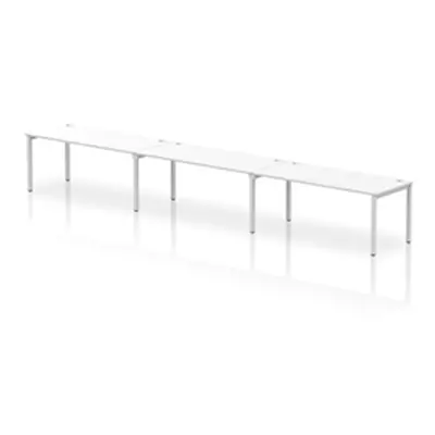 Impulse Bench Single Row 3 Person 1800 Silver Frame Bench Desk White