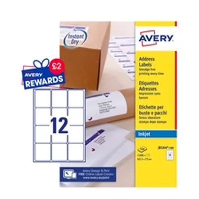 Avery Addressing Labels 12 Per Sheet White [1200 Labels] - J8164-100