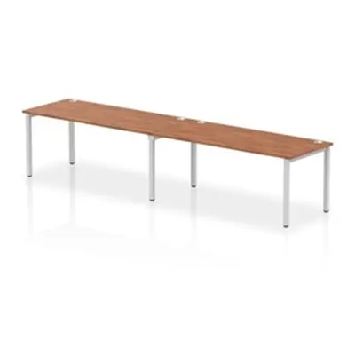 Impulse Bench Single Row 2 Person 1800 Silver Frame Bench Desk Walnut