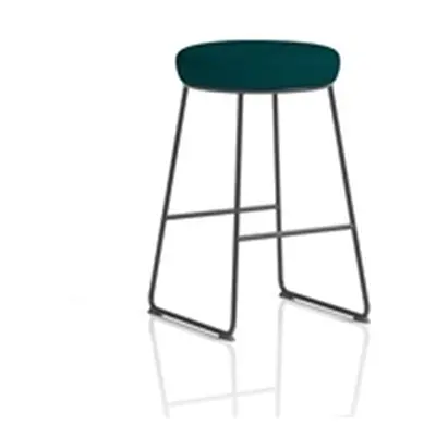 Turin Stool Black Frame Bespoke Maringa Teal Seat Pad