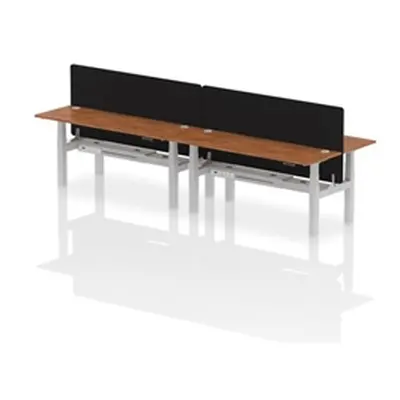 Air B2B 1800x600mm Adjustable 4P Bench Desk CP Walnut/Silver + Screen