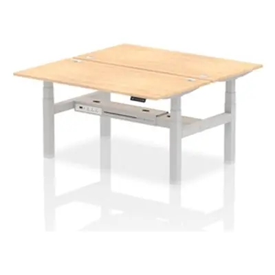 Air B2B 1600x800mm Height Adjustable 2P Bench Desk CP Maple/Silver