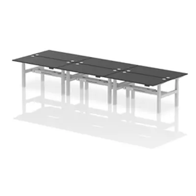 Air B2B 1600x800mm Height Adjustable 6P Bench Desk CP Black/Silver