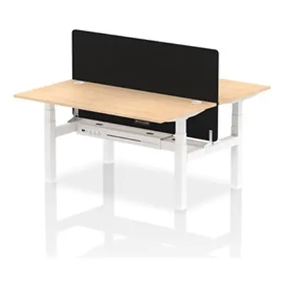 Air B2B 1600x800mm Adjustable 2P Bench Desk CP Maple/White + Screen