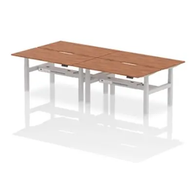 Air B2B 1600x800 Adjustable 4P Bench Desk Scalloped Walnut/Silver