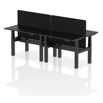 Air B2B 1200x600mm Adjustable 4P Bench Desk CP Black/Black + Screen