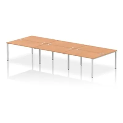 Impulse Bench B2B 6 Person 1400 Silver Frame Office Bench Desk Oak