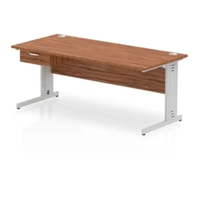 Impulse 1800x800 Desk Walnut/Silver Cable Managed Leg 1 Dr Fixed Ped