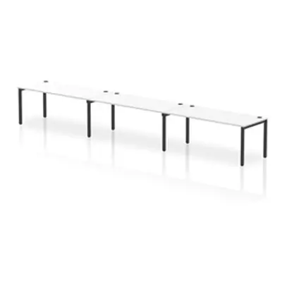 Impulse Bench Single Row 3 Person 1800 Black Frame Bench Desk White