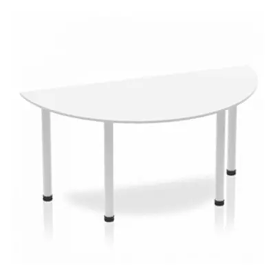 Impulse Semi-circle Table 1600 White Post Leg Silver - BF00177