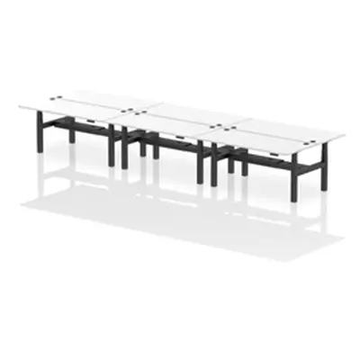 Air B2B 1800x800mm Height Adjustable 6P Bench Desk CP White/Black