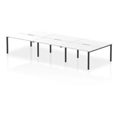 Evolve Plus 1400mm B2B 6 Person Bench Desk White Top Black Frame