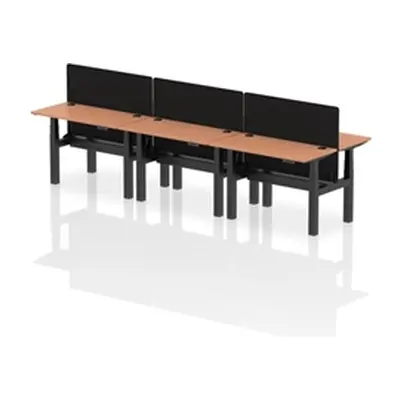 Air B2B 1200x600mm Adjustable 6P Bench Desk CP Beech/Black + Screen