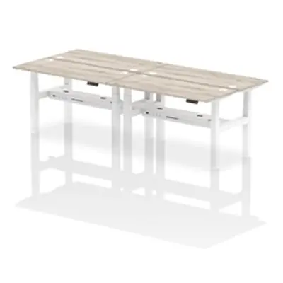 Air B2B 1400x600mm Height Adjustable 4P Bench Desk CP Grey Oak/White