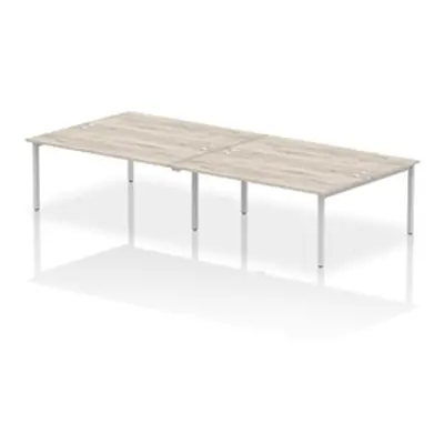 Impulse Bench B2B 4 Person 1800 Silver Frame Bench Desk Grey Oak