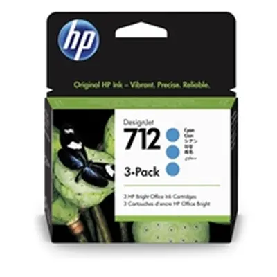 HP 712 3 Pack 29ml Cyan Ink 3ED77A