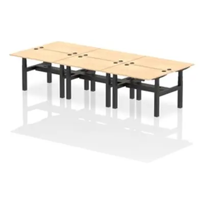 Air B2B 1200x800mm Height Adjustable 6P Bench Desk CP Maple/Black