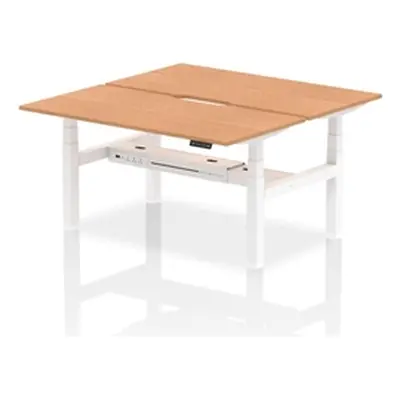 Air B2B 1600x800mm Height Adjustable 2P Bench Desk Scalloped Oak/White