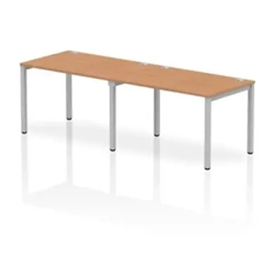 Impulse Bench Single Row 2 Person 1200 Silver Frame Bench Desk Oak